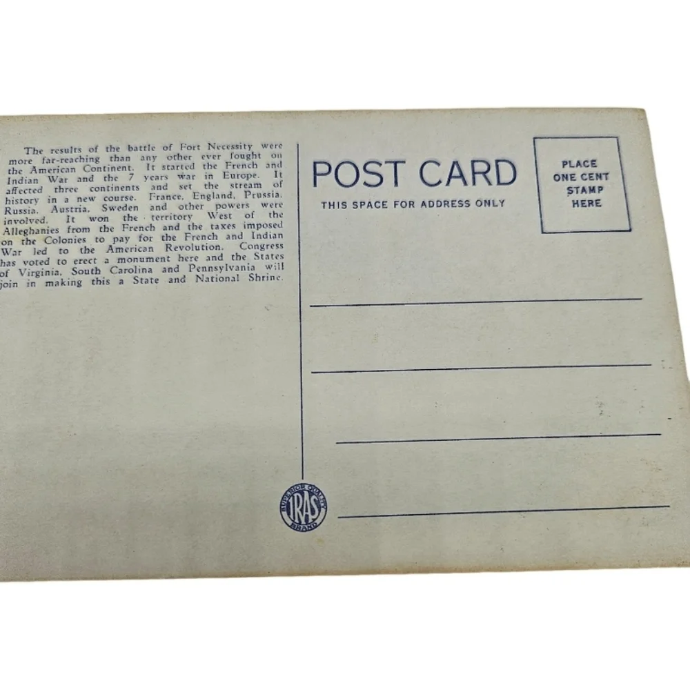 📬 Vintage Unused Postcard Fort Necessity PA